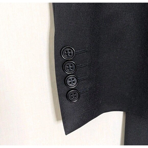 Canali US Sz 44 Black Blazer Men's Office Designer Wool Career Ventless European - Picture 13 of 15